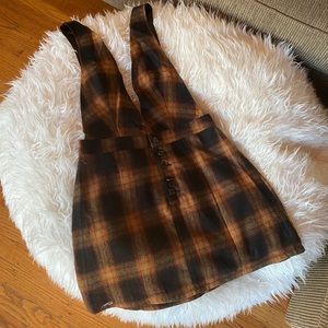 Vestique Plaid Overall Dress